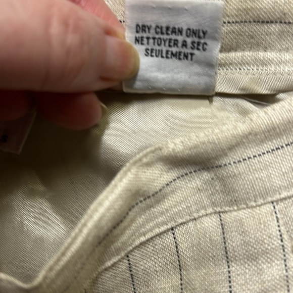Talbots Linen Pinstriped Pants Cream - Picture 5 of 5